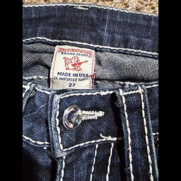 True Religion 27x30 Jeans Disco Joey Big T Flaps Flare - Picture 3 of 10